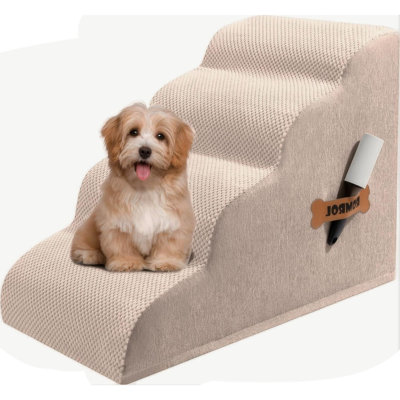 Rampe d'escalier pour chien pour canapé-lit surélevé, marche en mousse haute densité pour animaux de compagnie avec housse en tissu antidérapant durable, escalier pour chien pour petits chiens ou chats ou animaux de compagnie