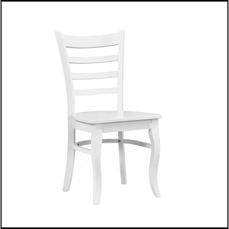 Ensemble de 2 chaises de salle à manger à finition échelle en bois blanc