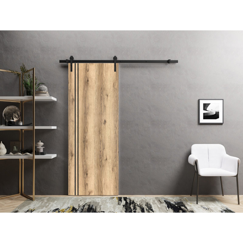 Porte de grange en bois massif massif, Chêne, 28 po x 84 po