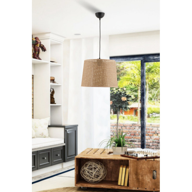 Elegant Black Metal Chandelier, 23.6 x 13.8 inches | Stylish Fabric Cap, Max 40W E27 Socket | Perfect for Dining Room & Living Spaces, IP20 Rated | Modern Design with Durable Metal Body, Easy Installation