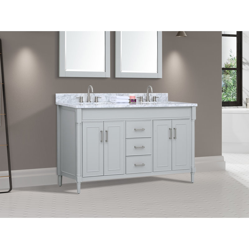 Bristol Light Gray 61'' Double Freestanding Bathroom Vanity