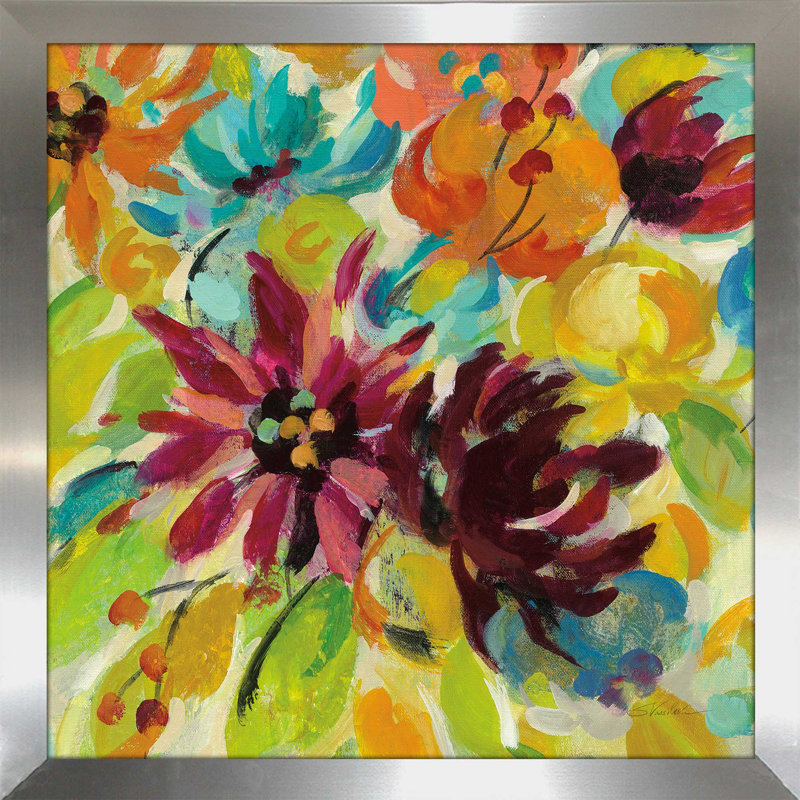 «Autumn Joy III», reproduction de peinture acrylique, H 21,5 po x l 21,5 po x P 0,75 po, Encadrement argenté