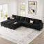 Canapé modulaire en L en velours de forme allongée en forme de U avec canapé de salon et canapé de repose-pieds Shavera-217760122