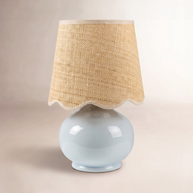 Momsen Scallop Shade Lamp, 13" H x 8" W x 8" D, Light Blue, Natural