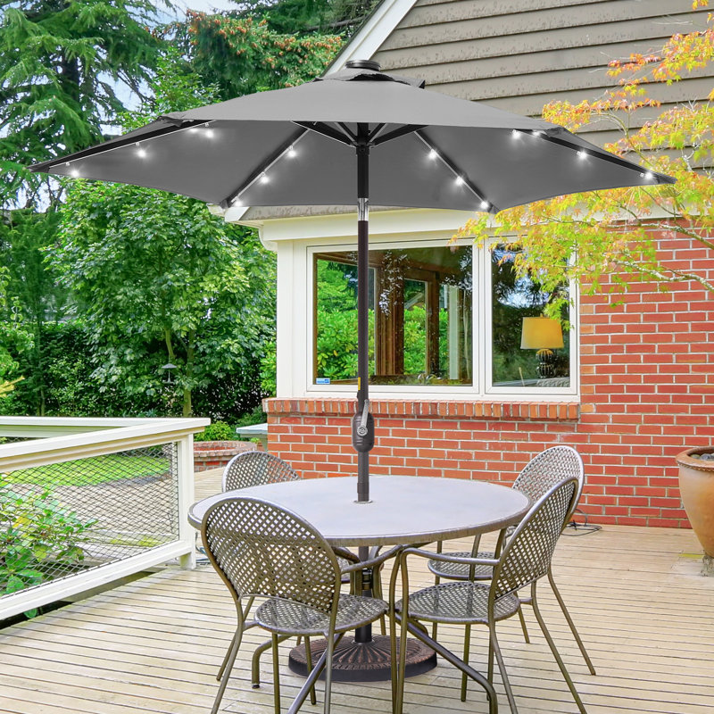 Parasol de marché éclairé Elbe, gris