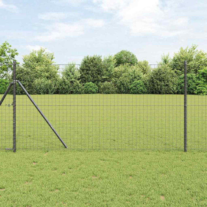 Fence Posts Manual 7 Pcs Galvanised Steel, 170cm H x 3.2cm W x 3.2cm D, Grey