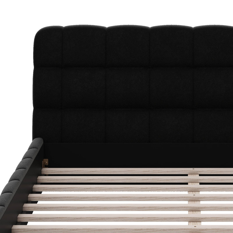 Queen Size Upholstered Platform Bed, Black