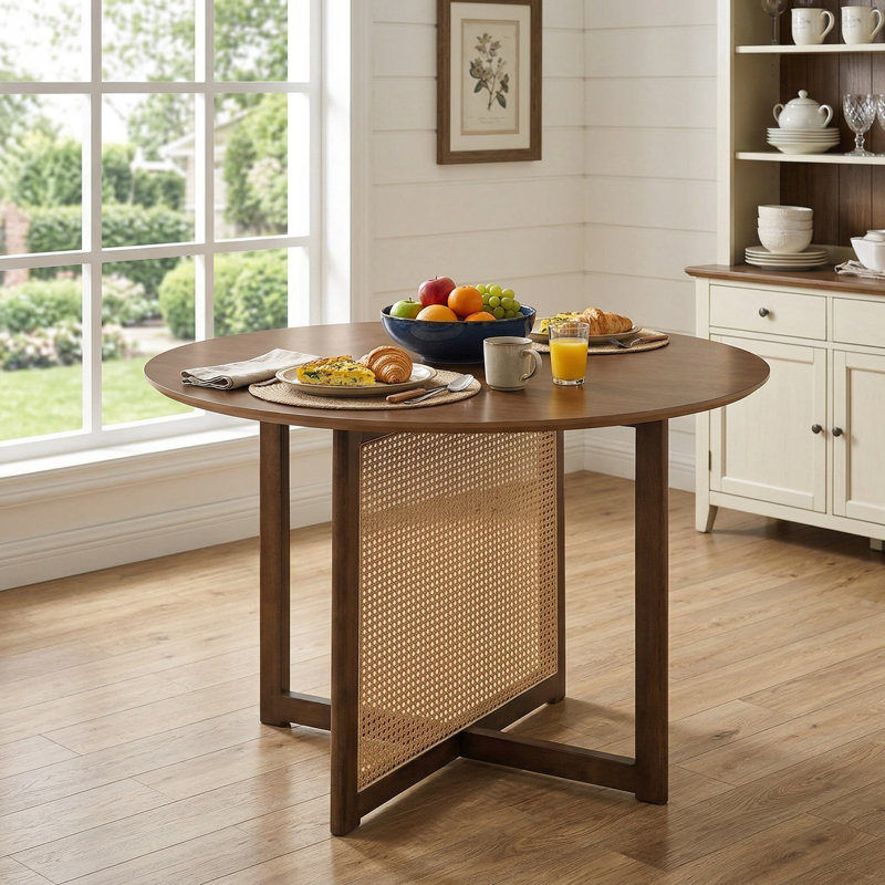 Table de salle à manger ronde de 37,5 pouces, base robuste et robuste à piédestal croisé avec plateau lisse et imperméable anti-rayures