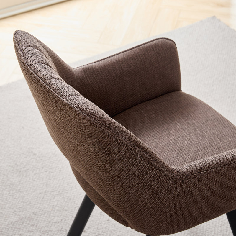 Linen Blend Upholstered Armchair, Dark brow, 6, Dark brow