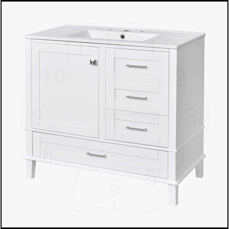 Meuble-lavabo moderne avec construction solide et options de rangement polyvalentes, Argent argent, Blanc