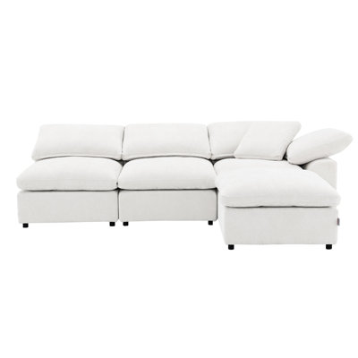 4 Linen Modular Sectional With , 38"w Armless Chair, Spacious And Comfortable Seating Option Foam Filled Seats, Relaxing