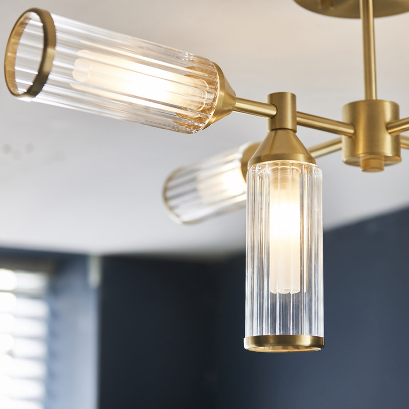 Cunningham 6-Light Satin Brass Semi Flush Mount