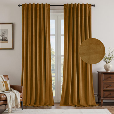  100% Blackout Velvet Curtains, Thermal Insulated Noise Reduction Window Panels with Rod Pocket & Back Tab