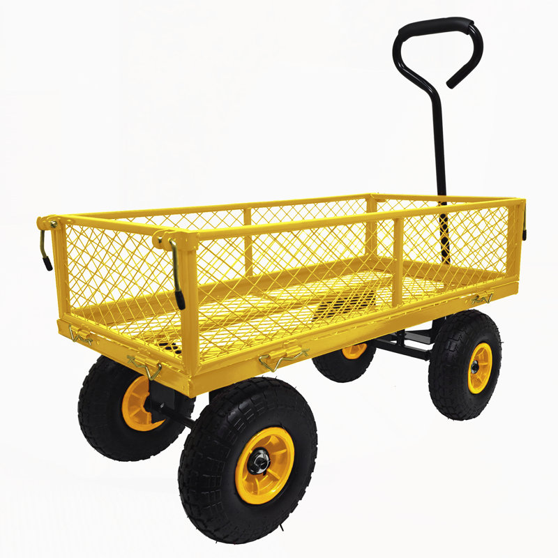 Chariot de jardin en métal, Jaune