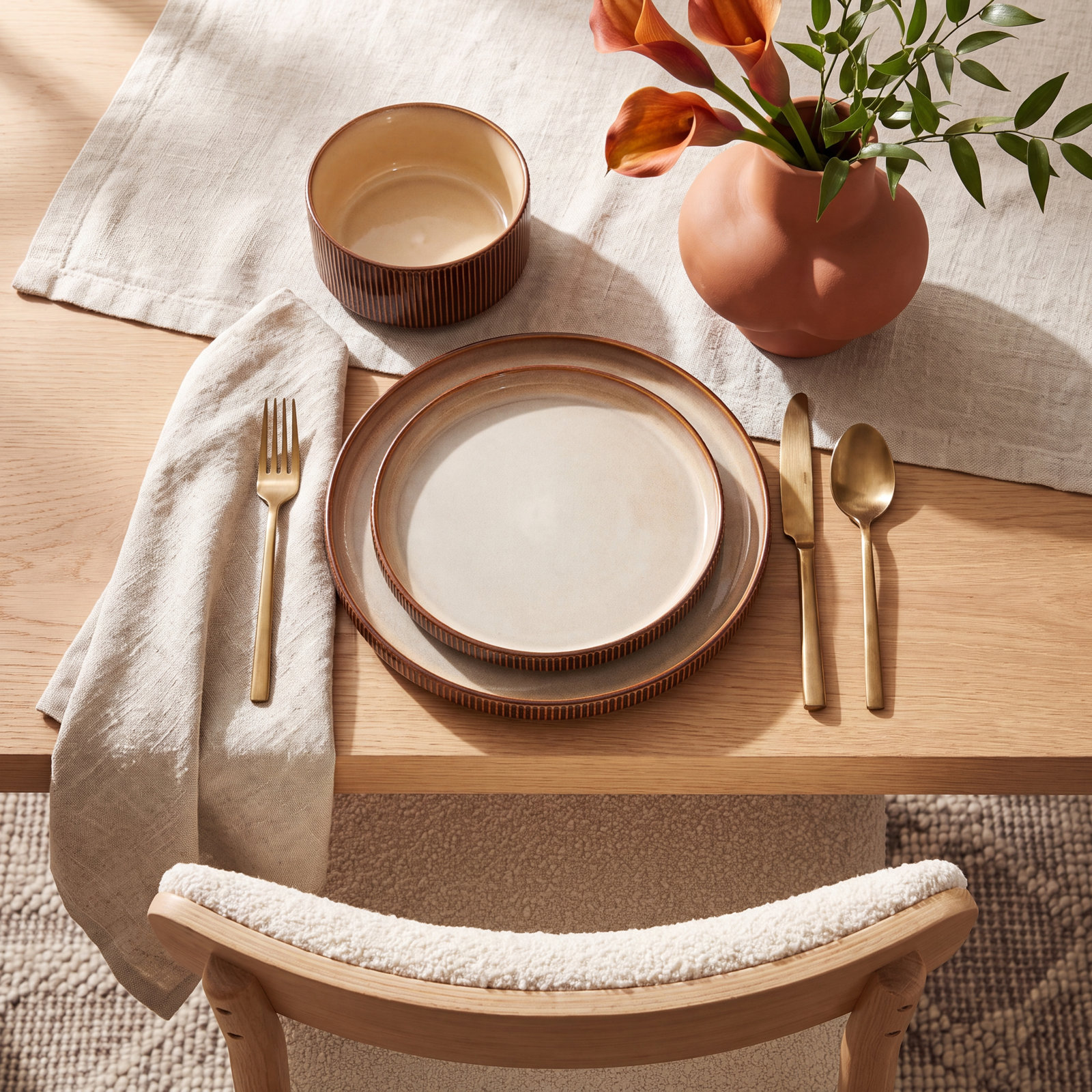 Stoneware Dinnerware Set, Moss & Cocoa