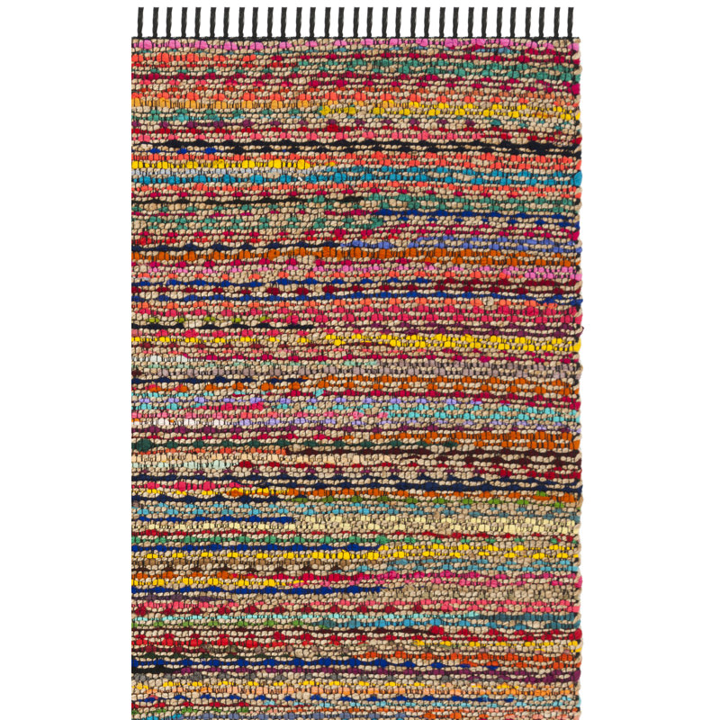 Tapis naturel / multicolore tissé à plat à la main Herzig, Rectangle 3 pi x 5 pi