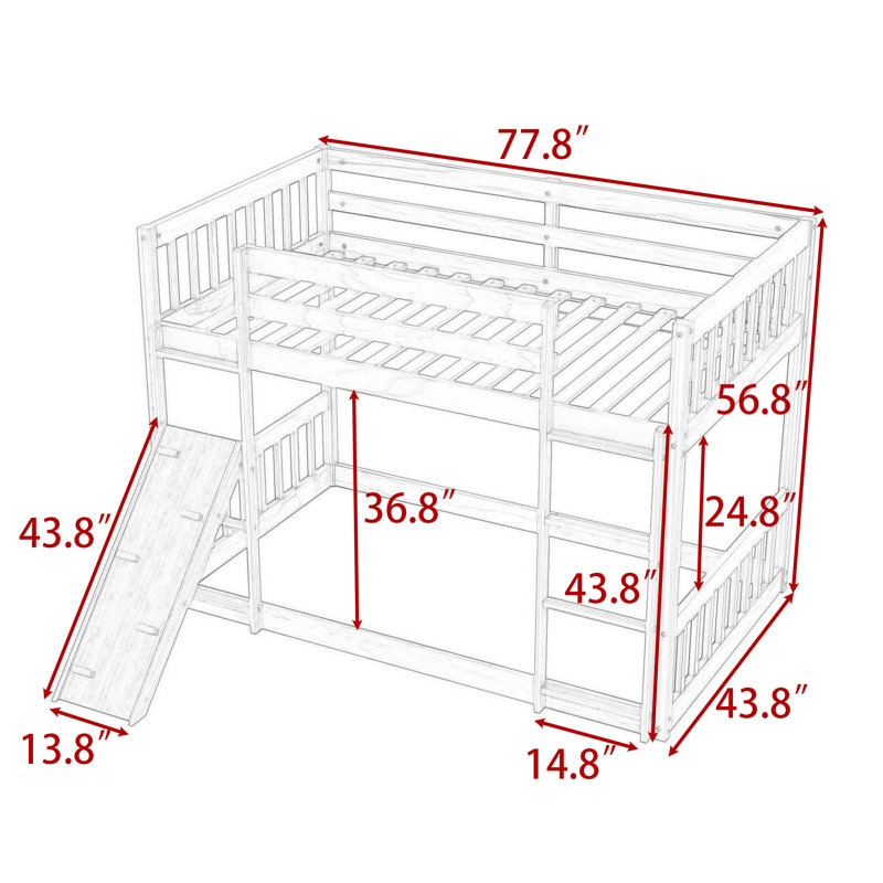 Twin Over Twin Bunk Bed With Creative Climbing Ramp And Ladder, White