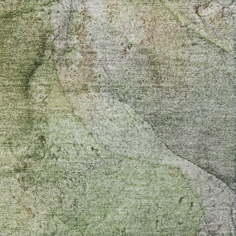 Premium Machine Washable Dream Shag ADS524 Watercolors Rug, Olive, 5' x 7'6"