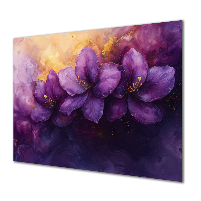 Lavande grâce aux fleurs de rhododendron I - décoration murale en métal rhododendron, H 12 po x l 20 po