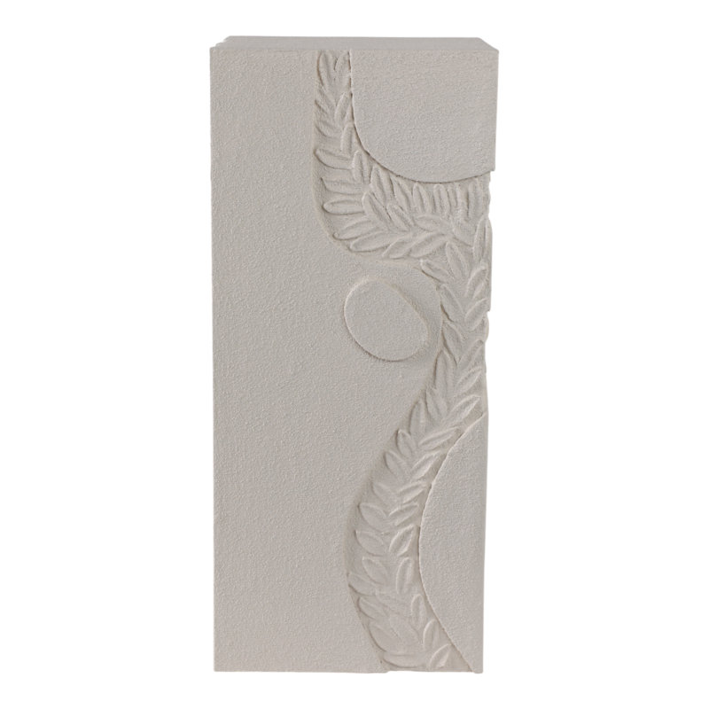 Wood Carved Plaster Pedestal Sculpture Accent - Figurine Style Statues And Decorative Objects For Home Decor And Living Room - Ivory