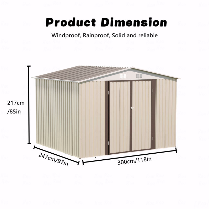 10X8 Feet White Color Outdoor Garden Shed Aluminum Alloy Frame With Hinge Door