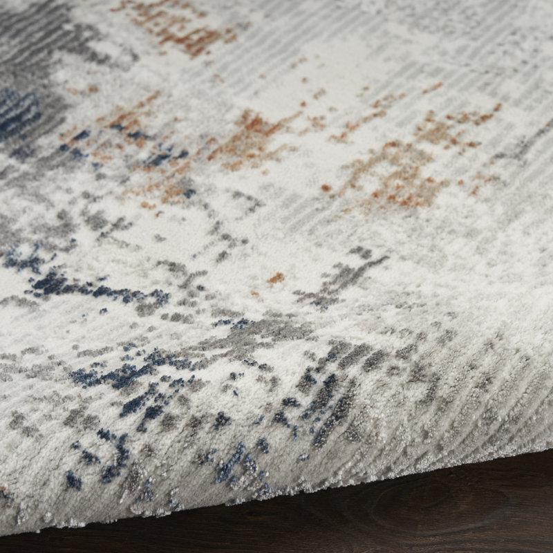 17 Stories Ihuoma 7'10" x 9'10" Grey Blue Modern Indoor Rug