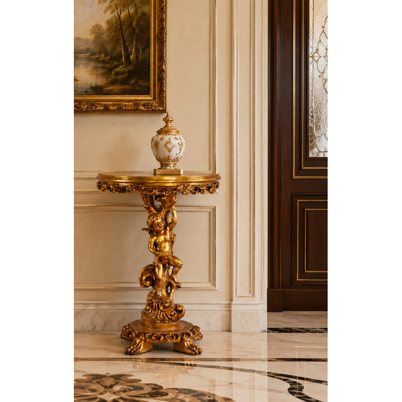 Aurelia Cherub Console Pedestal Table