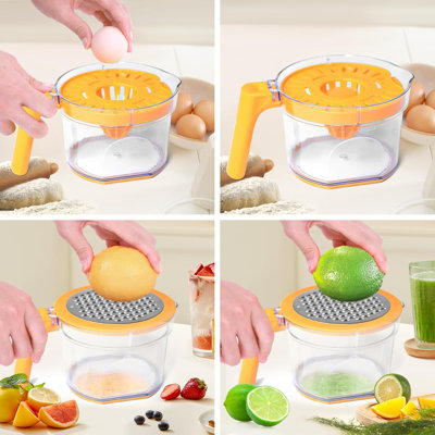 Presse-agrumes manuel 4-en-1, presse-agrumes ergonomique pour citron-orange, outil de jus de fruits multifonctionnel 16,9 oz
