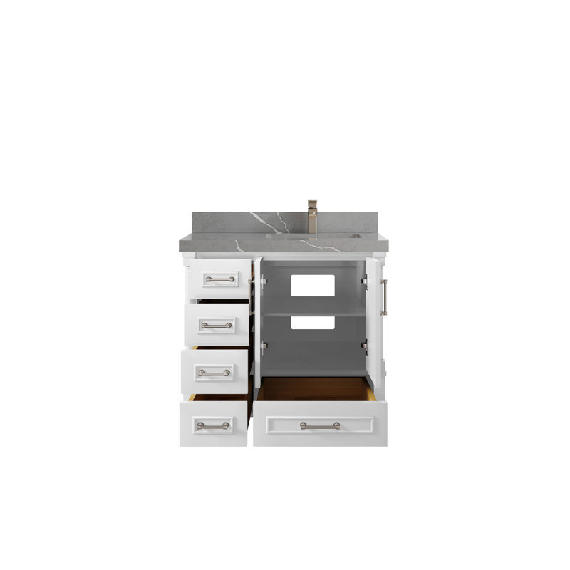 Ensemble de meuble-lavabo simple 36 po Aberdeen, Gris Piatra