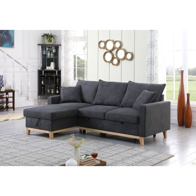Canapé-lit modulaire réversible tissé 84,25 po avec méridienne de rangement