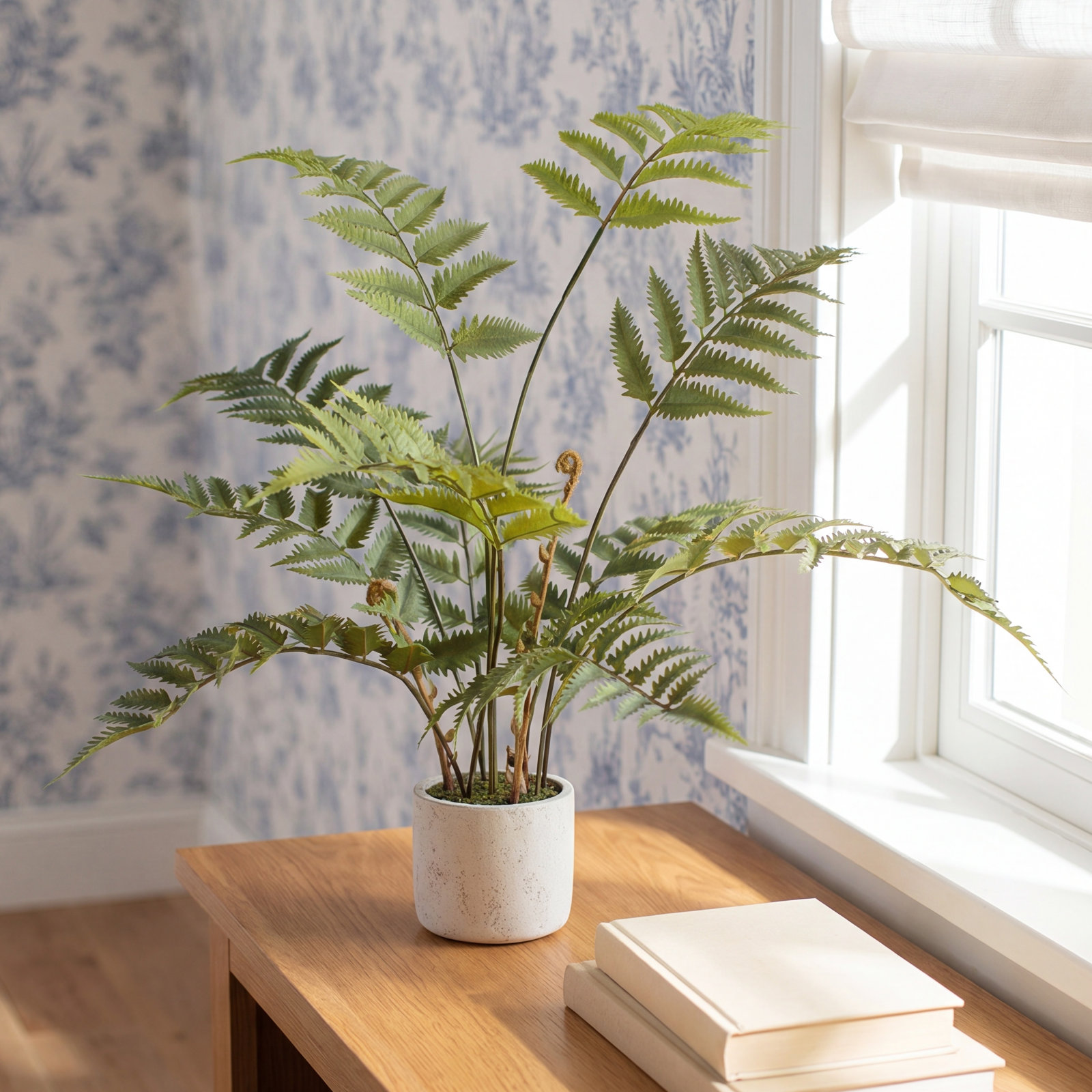 28'' Faux Fern Plant in Cement Pot
