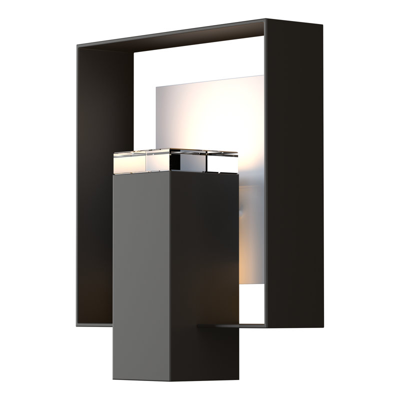 Shadow Box Outdoor Armed Sconce, 11.7" H x 10" W x 4" D, Natural Iron, Coastal Black
