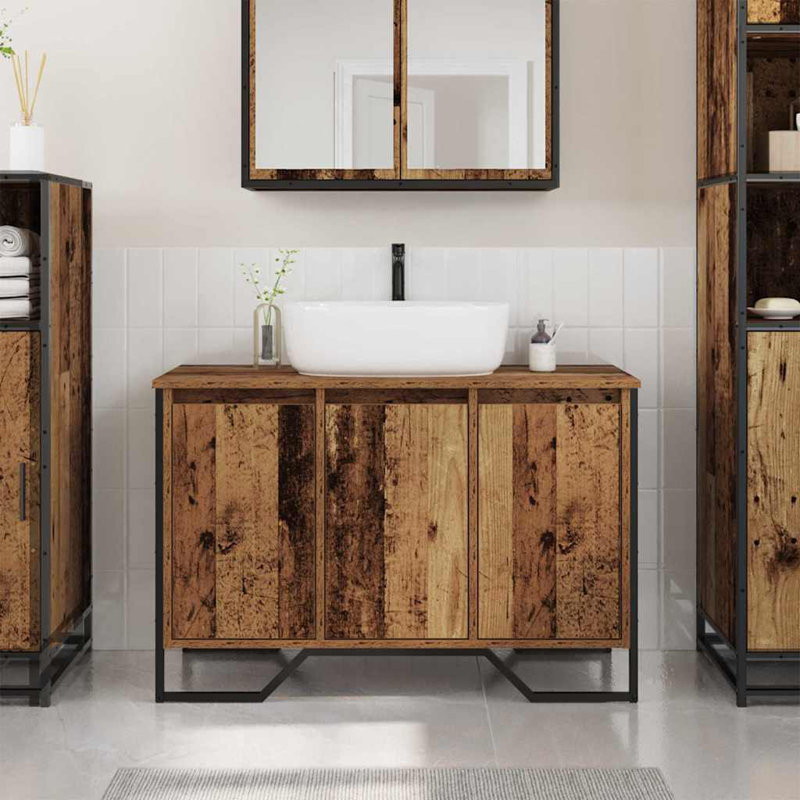 Sink Cabinet 91 X 35 X 60 Cm Engineered Wood, Old Wood
