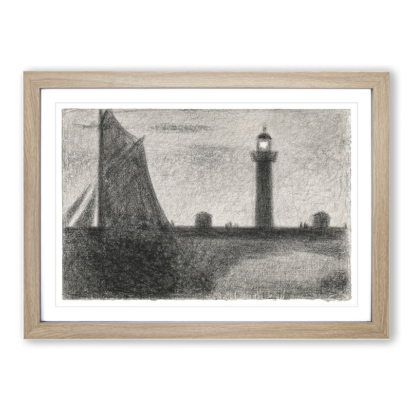 Lighthouse at Honfleur by Georges Seurat - Picture Frame Painting, 27cm H x 36cm W x 2cm D, Oak Framed