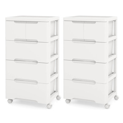 Inbox Zero 2 Pcs 5-drawer Plastic Rolling Storage Cart With 4 Universal Wheels Dresser Cabinet