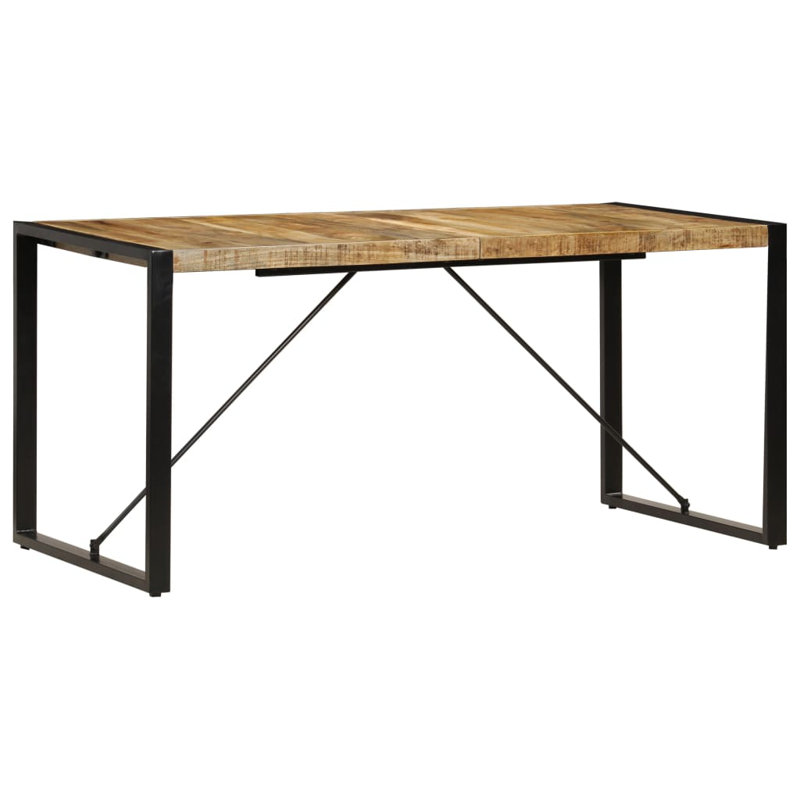 Dining Table Solid Mango Wood, 31.5" W x  63" L, Black