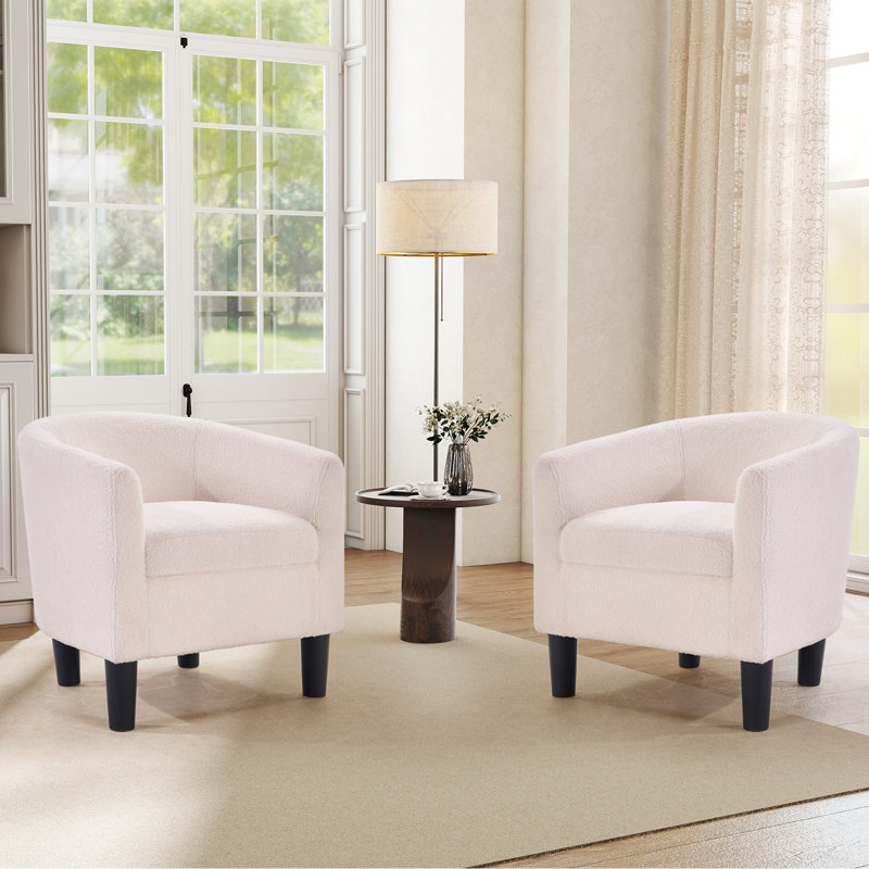 Roldao 25.2" W Classic Comfort Upholstered Accent Chair With Curved Back, White