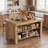 Wood Kitchen Island With Storage Shelf, 55.12" Farmhouse Kitchen Prep Table For Dining Room-1765606558