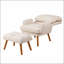 Fauteuil d'appoint confortable avec repose-pieds, fauteuil en tissu avec pieds en bois et dossier réglable pour une assise polyvalente