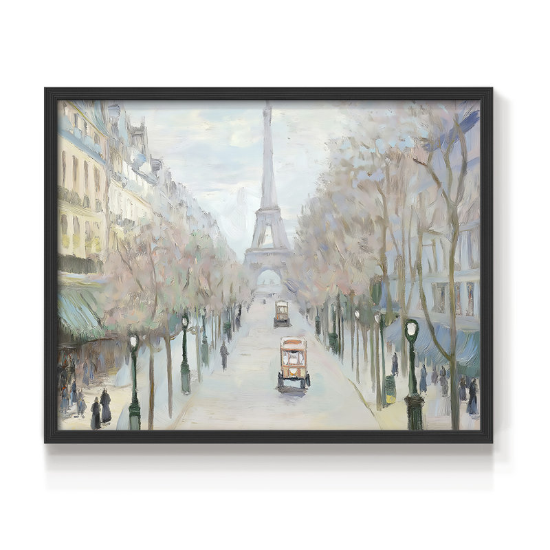 Paysage, série XLVII, reproduction encadrée, H 11 po x l 14 po, Noir, noir, noir, noir
