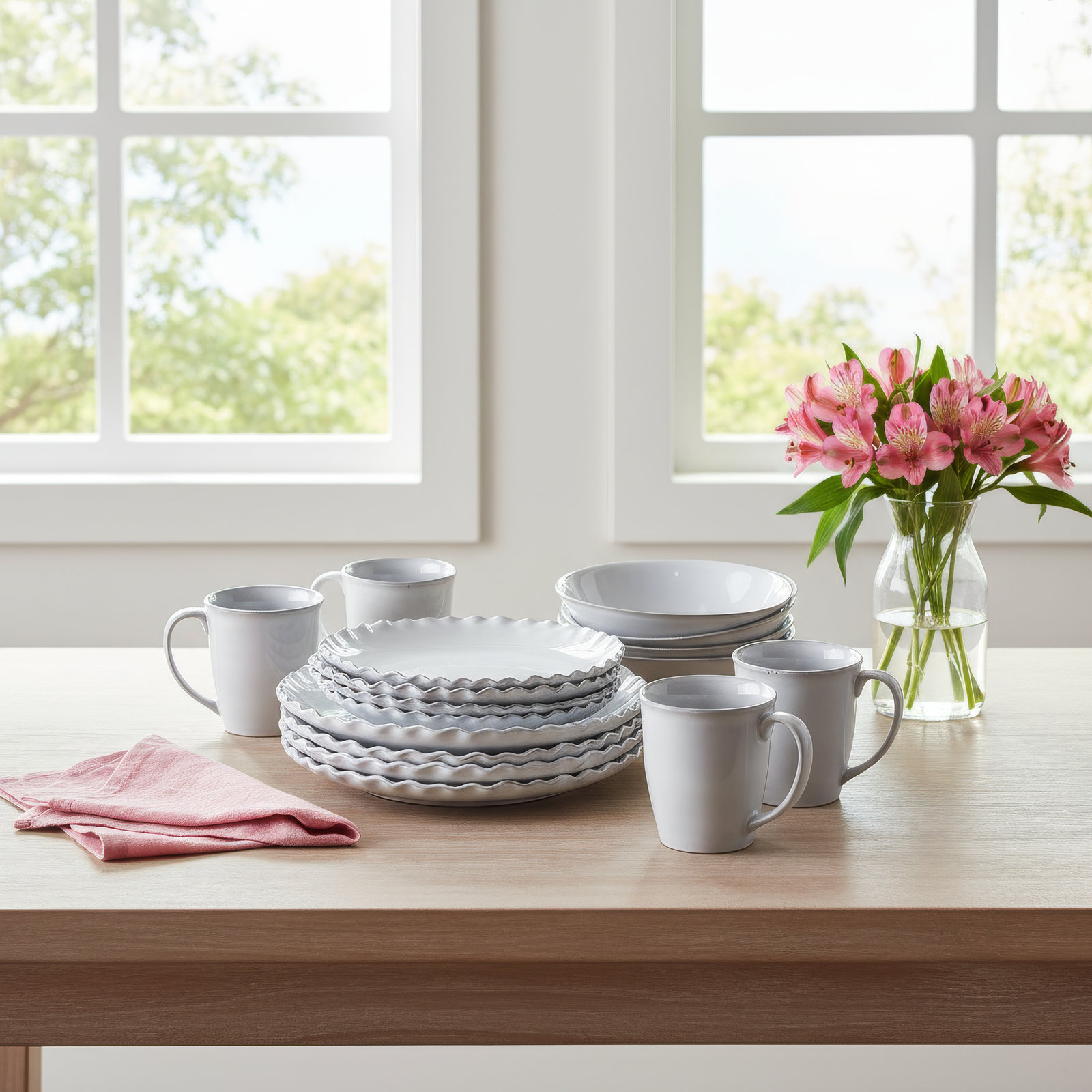 Fortessa Complements Stoneware, 16 Piece Dinnerware Set (Service for 4), White