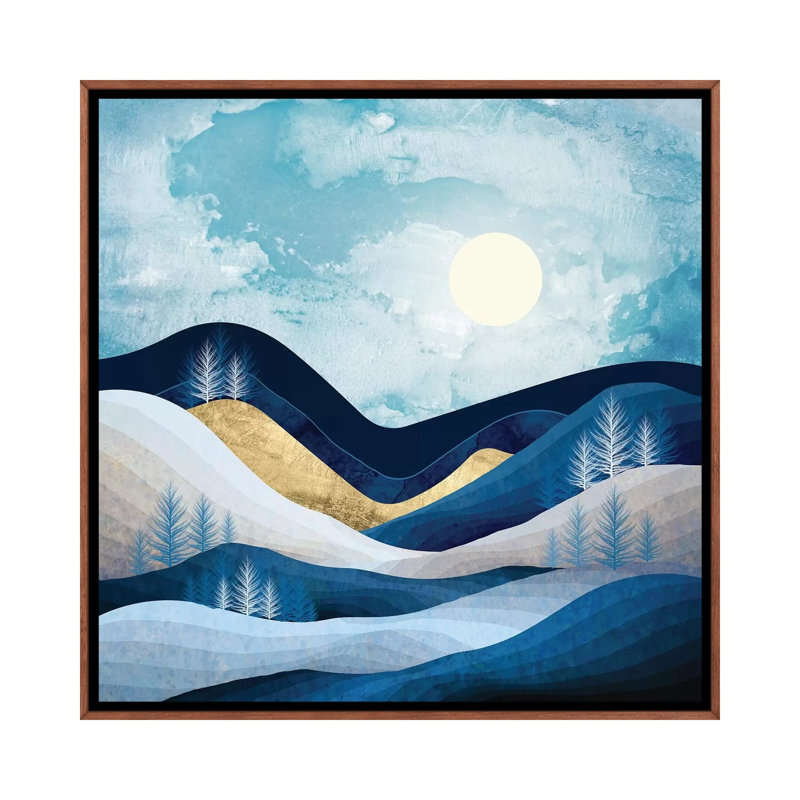 Moonlit Hills - impression d'art graphique, H 26 po x l 26 po x P 1,5 po, Pas de tapis