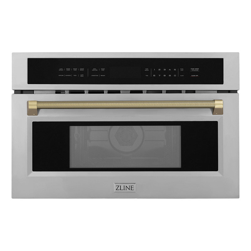 ZLINE Autograph 30 in. Microwave Oven in Stainless Steel and Champagne Bronze Helix Handle, Champagne Bronze