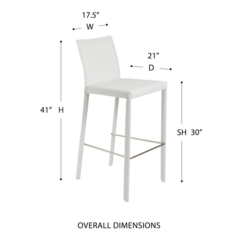 Gilson Upholstered Counter Stool, White Faux Leather, Bar Stool (30" Seat Height)