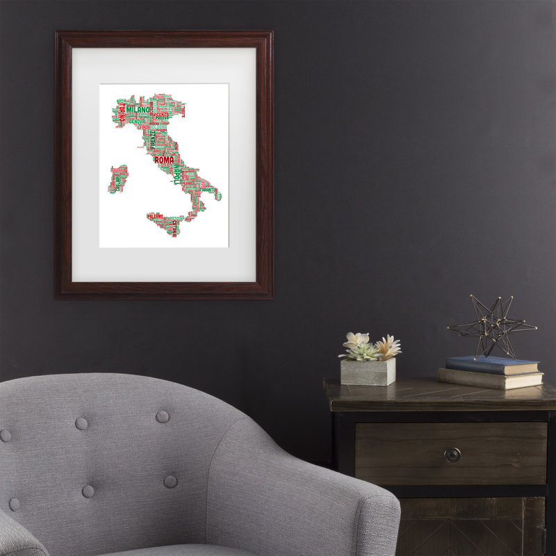 « italie iii », impression sur toile, H 14 po x l 11 po x P 0,5 po, Cadre brun