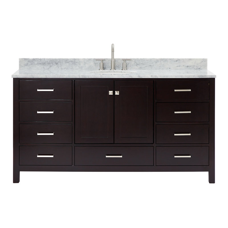 Flynt 67'' Single Bathroom Vanity with Carrara Marble Top, Espresso