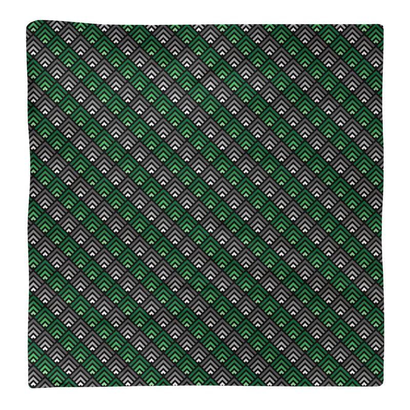Serviette en coton à motif à rayures géométriques, Vert / Noir, Sergé de coton, H 0,1 po x l 10 po x P 10 po