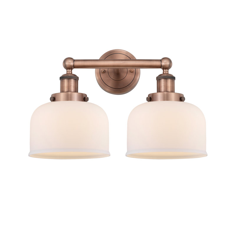 Éclairage pour meuble-lavabo à 2 lumières à intensité variable Arlester, Blanc mat, Cuivre antique