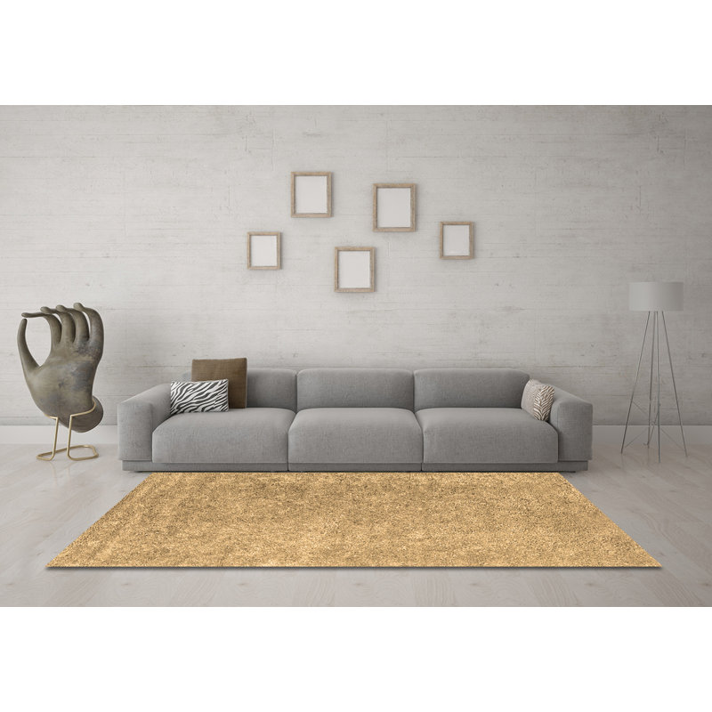 Tapis contemporains brun lavable à la machine 2730, Carré 5 pi