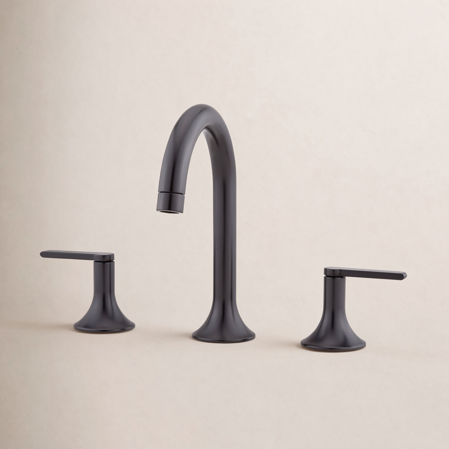 Lentz Widespread Bathroom Faucet, Matte Black, Lever Handle